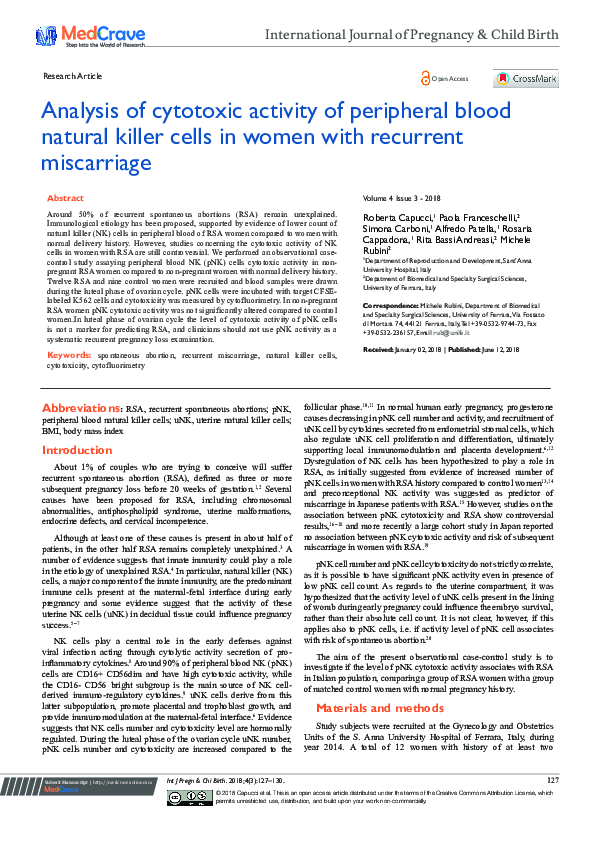 (PDF) Analysis of cytotoxic activity of peripheral blood natural killer