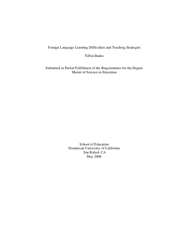 Pdf Foreign Language Learning Difficulties And Teaching Strategies