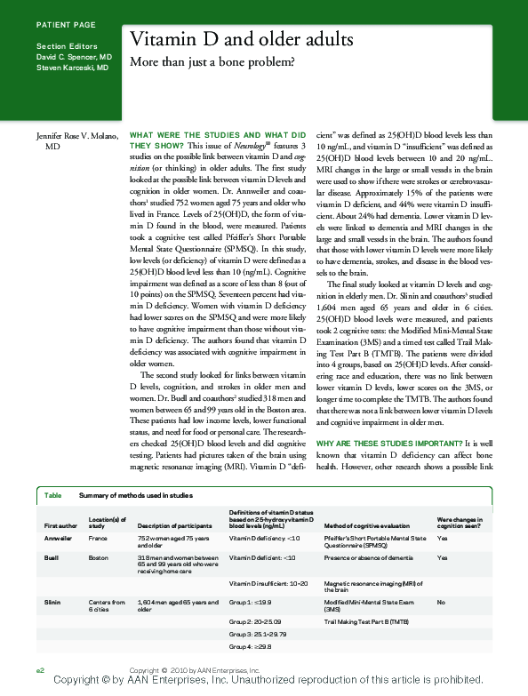 Vitamin D and older adults: More than just a bone problem?