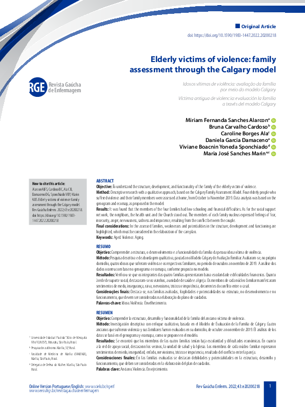 (PDF) Elderly victims of violence: family assessment through the ...