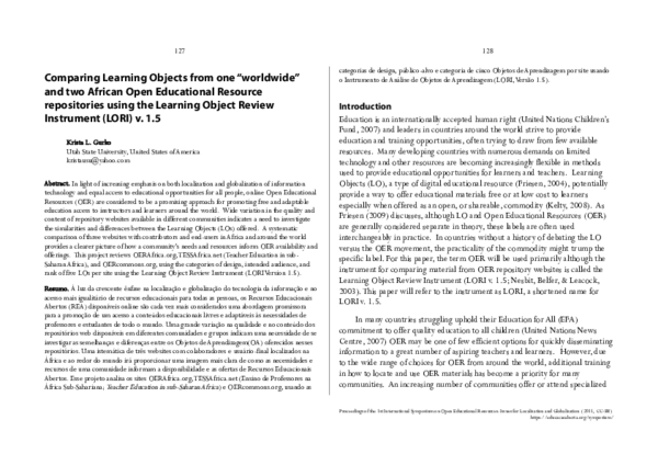 (PDF) Comparing Learning Objects from one 
