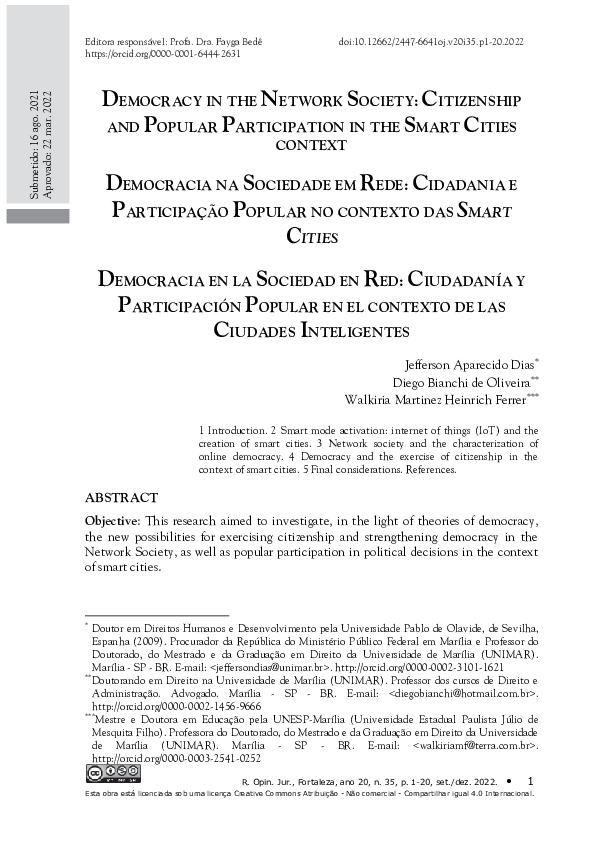 (PDF) Democracy in the Network Society: Citizenship and Popular ...