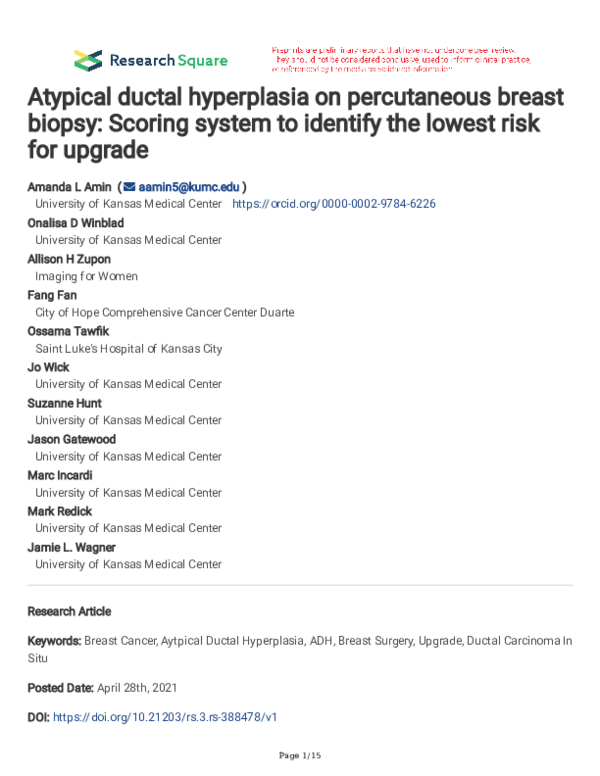 (PDF) Atypical ductal hyperplasia on percutaneous breast biopsy ...