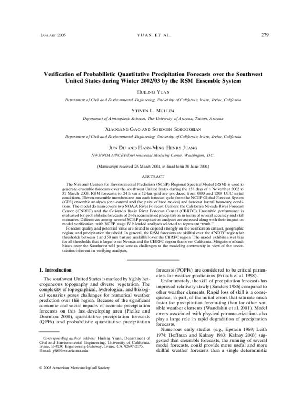 (PDF) Verification of Probabilistic Quantitative Precipitation ...