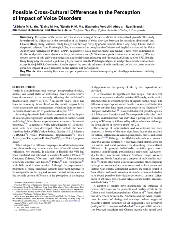 (PDF) Possible Cross-Cultural Differences in the Perception of Impact ...