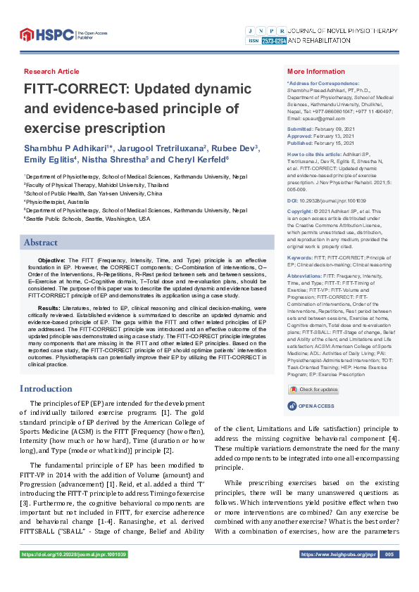 (PDF) FITT-CORRECT: Updated dynamic and evidence-based principle of ...