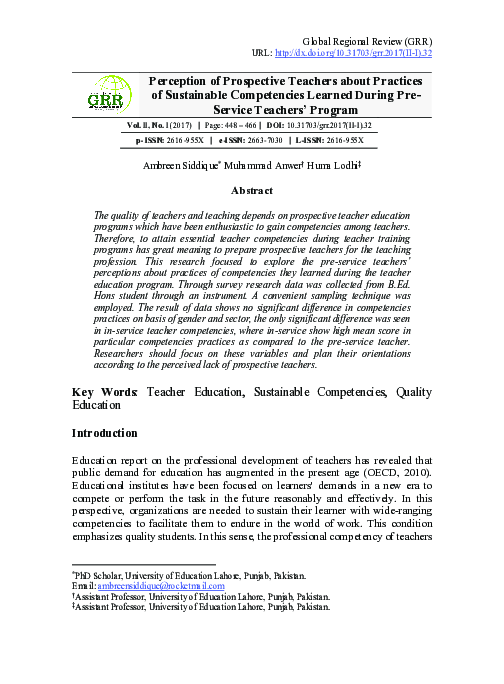 (PDF) Perception of Prospective Teachers about Practices of Sustainable ...