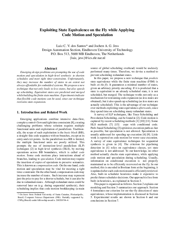 (PDF) Exploiting state equivalence on the fly while applying code ...