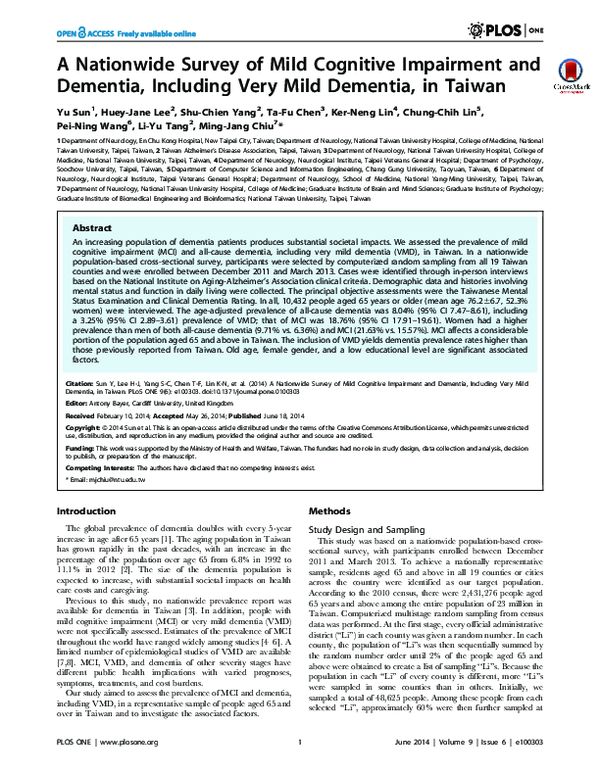 (PDF) A nationwide survey of mild cognitive impairment and dementia ...