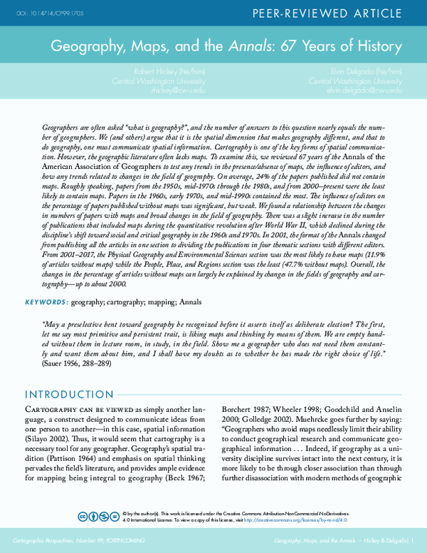 (PDF) Geography, Maps, and the Annals 67 years of History elvin