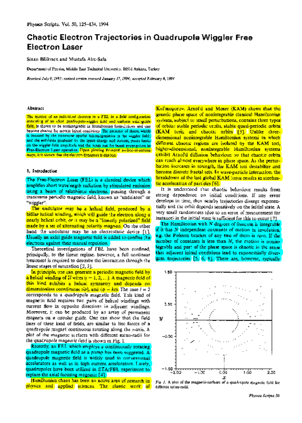 (PDF) Chaotic electron trajectories in quadrupole wiggler free electron ...