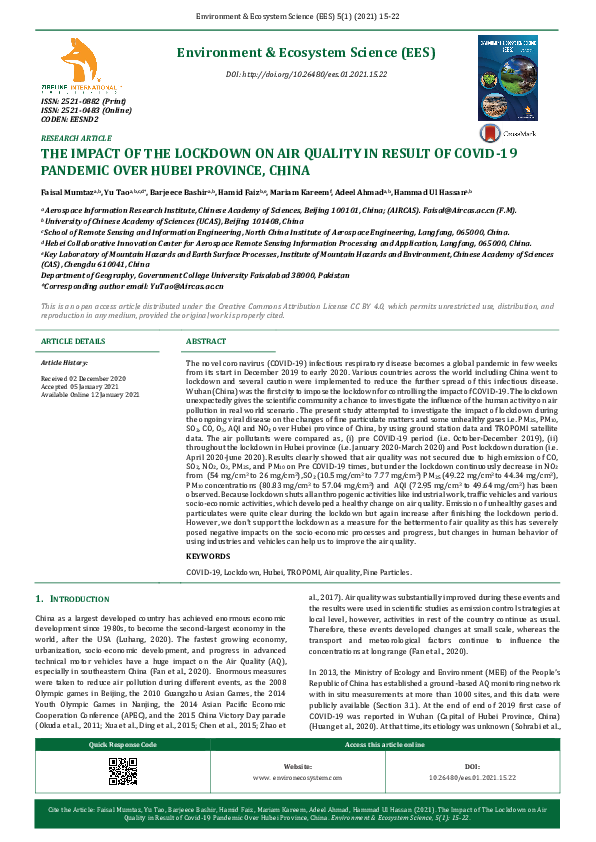 (PDF) The Impact of the Lockdown on Air Quality in Result of COVID-19 ...