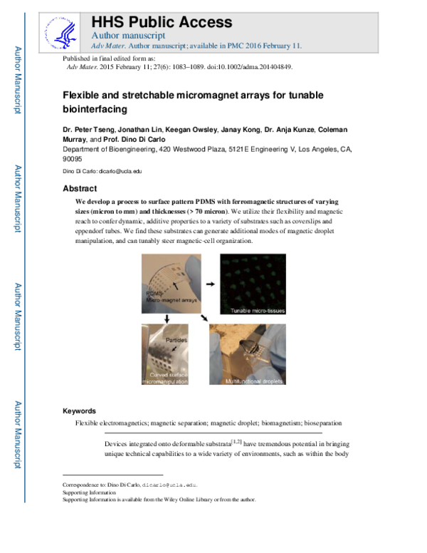 (PDF) Flexible and Stretchable Micromagnet Arrays for Tunable ...