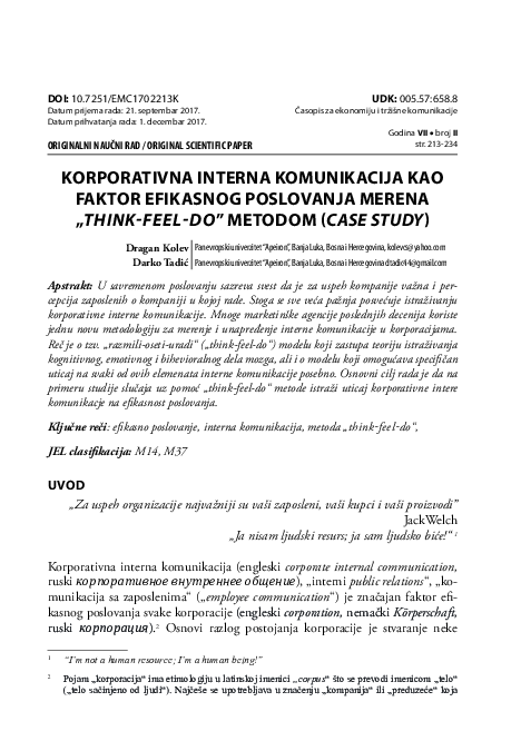 (PDF) Internal corporate communication as a factor of efficient ...