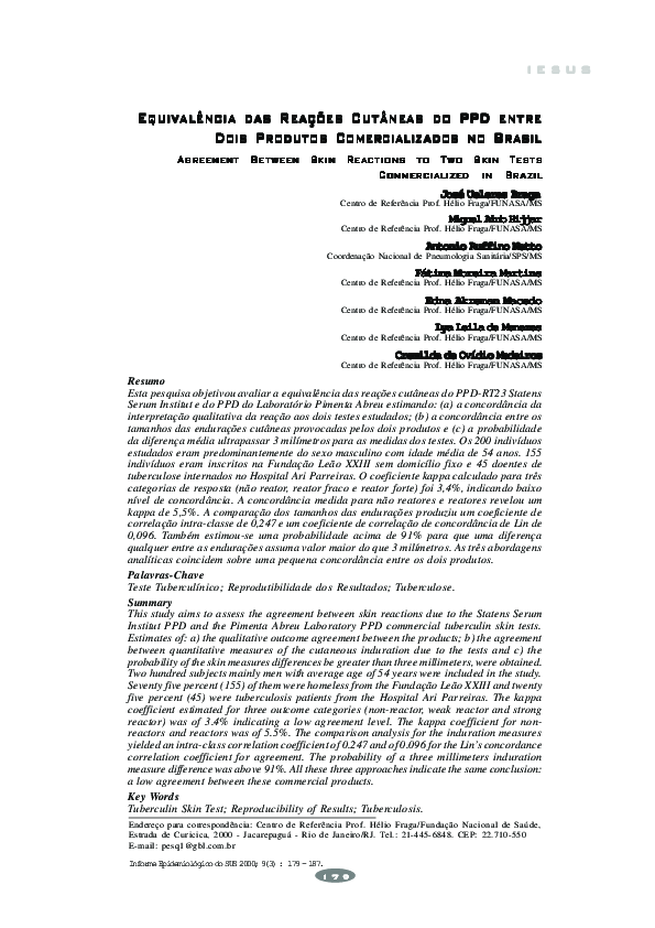 (PDF) Equivalência das reações cutâneas do PPD entre dois produtos ...