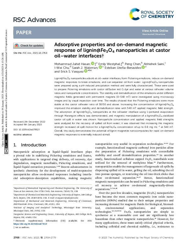 (PDF) Adsorptive properties and on-demand magnetic response of lignin ...