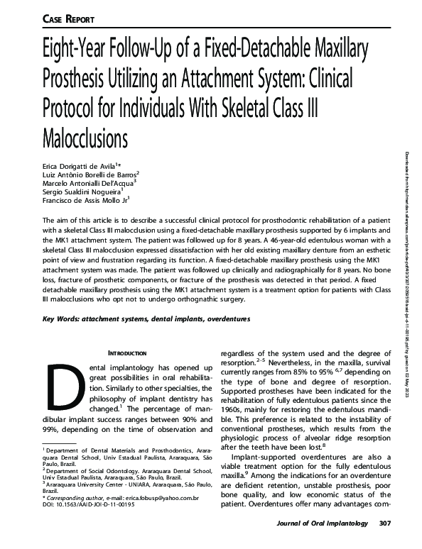 Photo inspiration: Fresh Look at Pdf Eight Year Follow Up Of A Fixed Detachable Maxillary