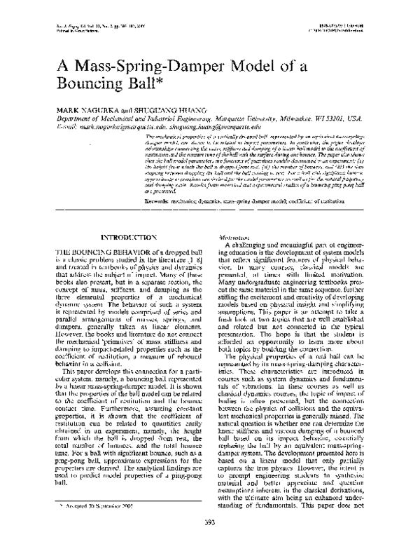(PDF) A mass-spring-damper model of a bouncing ball