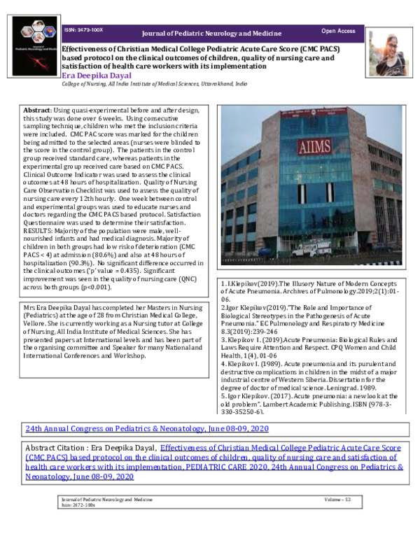 (PDF) CMC PACS - Effectiveness of Christian Medical College Paediatric ...