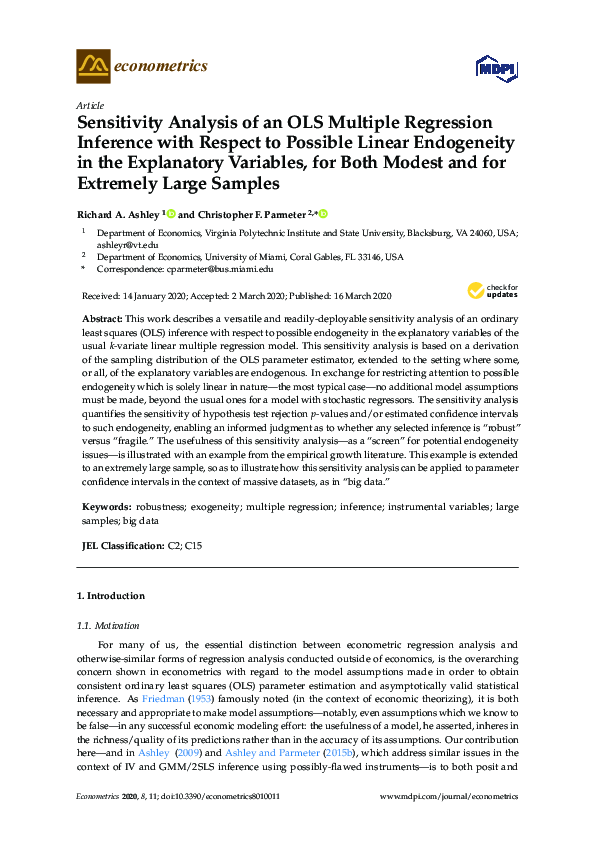 (PDF) Sensitivity Analysis of an OLS Multiple Regression Inference with ...