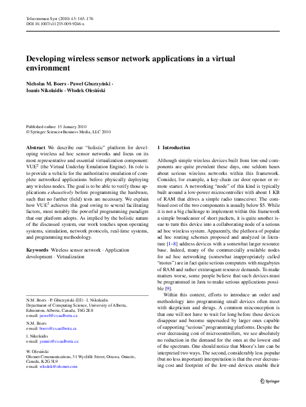 (PDF) Developing wireless sensor network applications in a virtual ...