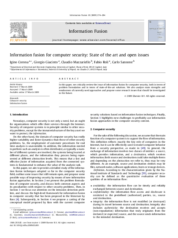 (PDF) Information fusion for computer security: State of the art and ...