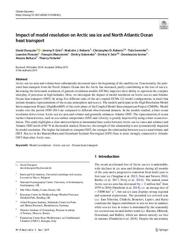 (PDF) Impact of model resolution on Arctic sea ice and North Atlantic ...