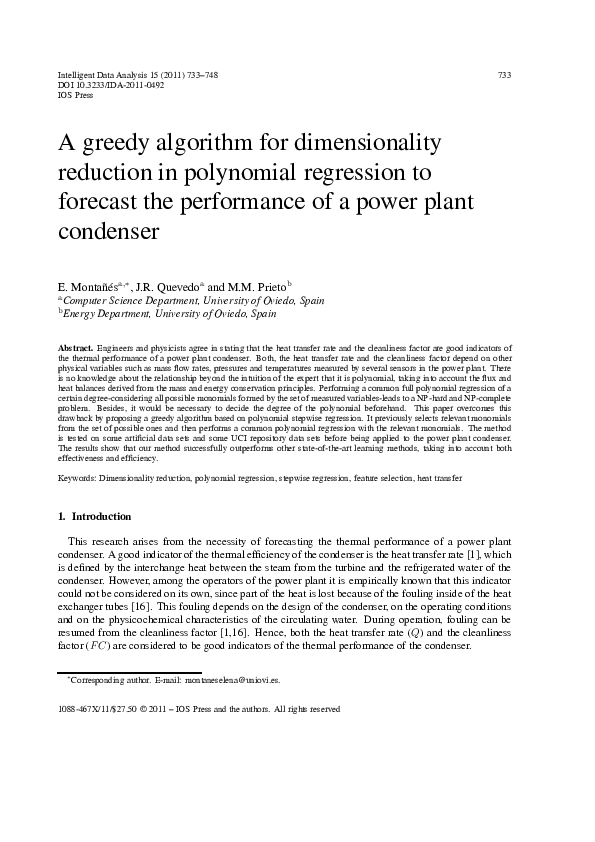 (PDF) A greedy algorithm for dimensionality reduction in polynomial ...