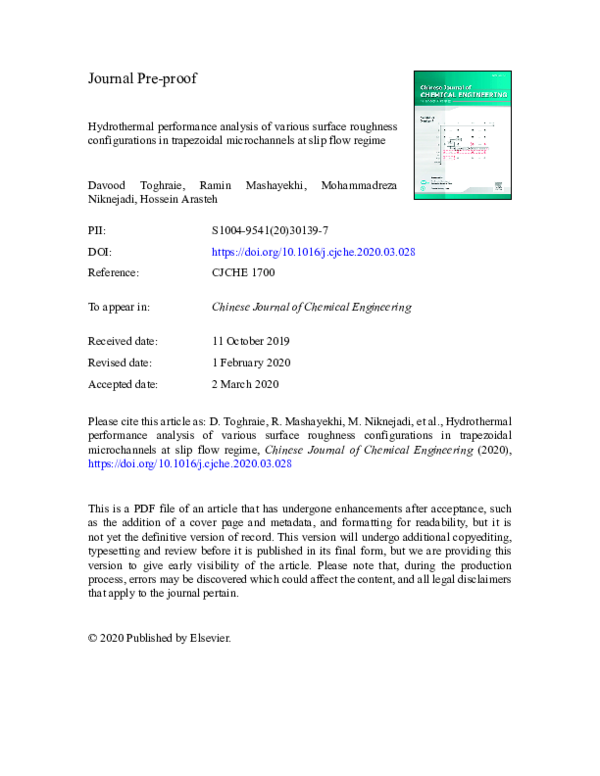 (PDF) Hydrothermal performance analysis of various surface roughness ...