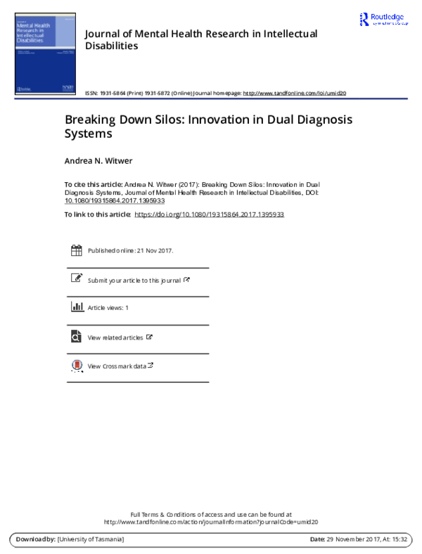 (PDF) Breaking Down Silos: Innovation in Dual Diagnosis Systems
