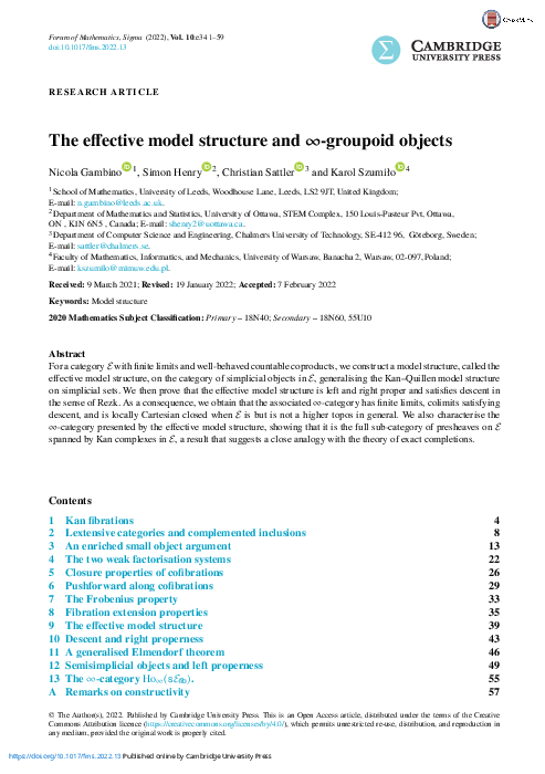 (PDF) The effective model structure and -groupoid objects