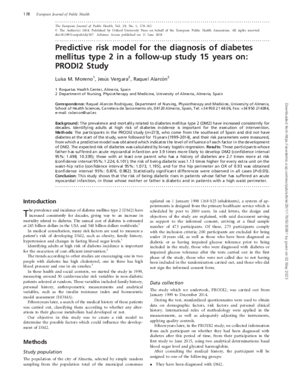 (PDF) Predictive risk model for the diagnosis of diabetes mellitus type ...