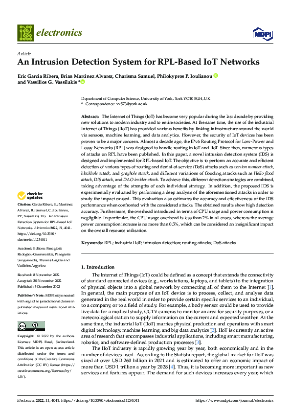 (PDF) An Intrusion Detection System for RPL-Based IoT Networks