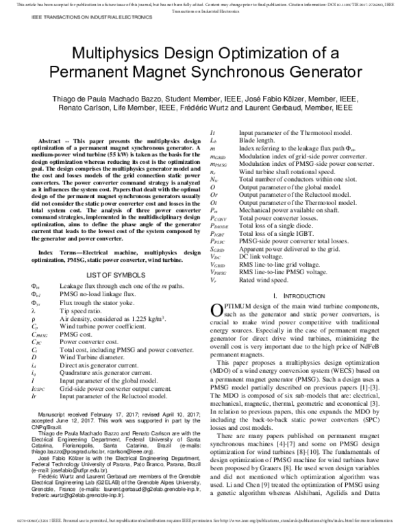 (PDF) Multiphysics Design Optimization of a Permanent Magnet ...