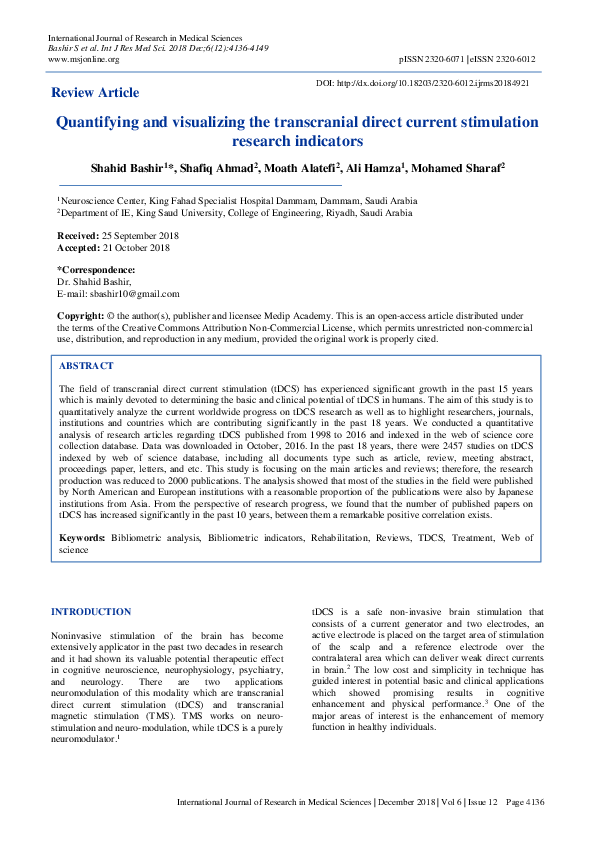(PDF) Quantifying and visualizing the transcranial direct current ...