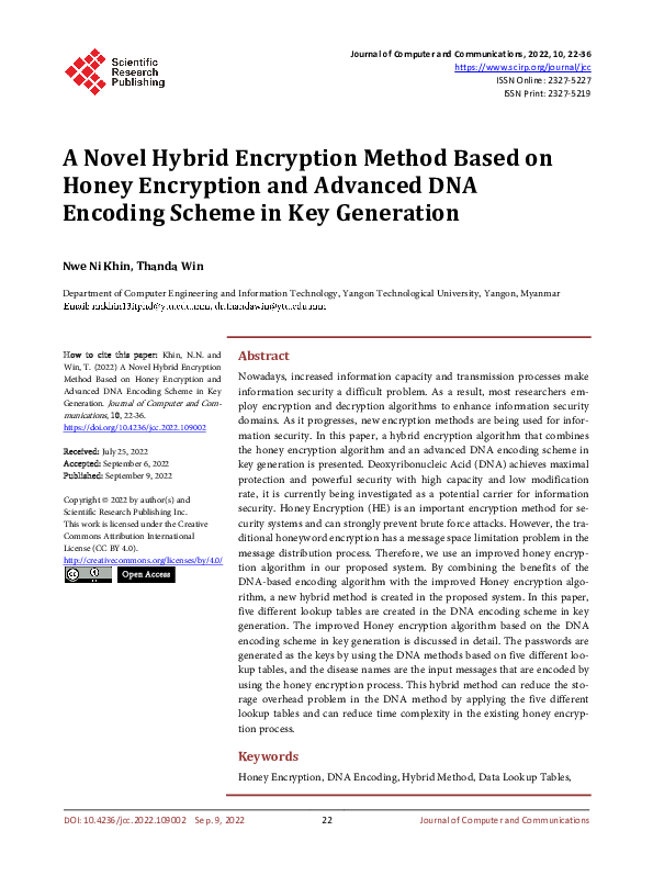 (PDF) A Novel Hybrid Encryption Method Based on Honey Encryption and ...