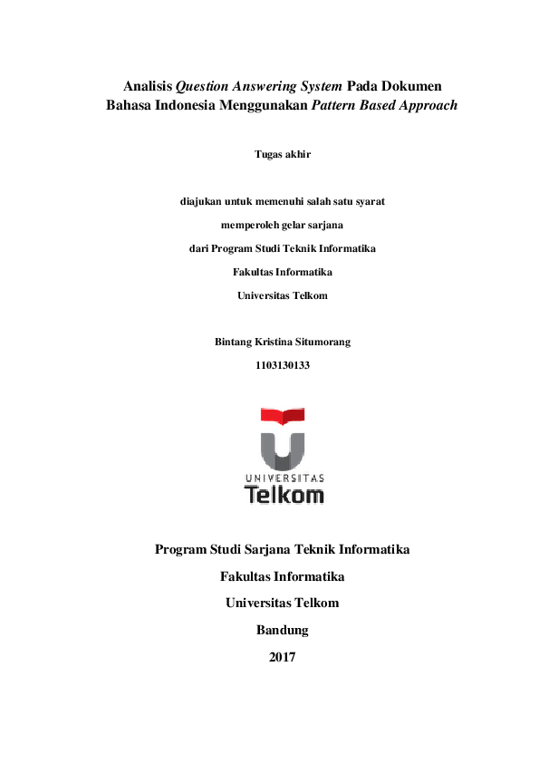 (PDF) Analisis Question Answering System Pada Dokumen Bahasa Indonesia ...