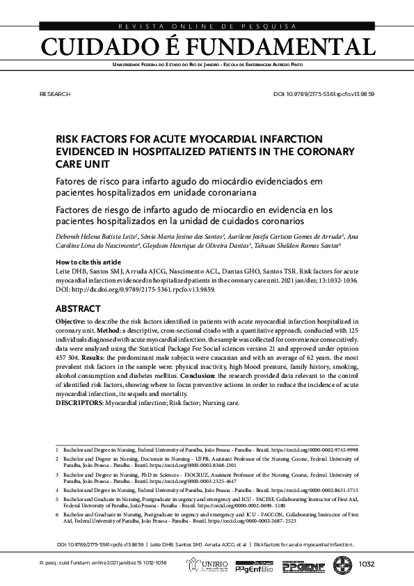 (PDF) Risk factors for acute myocardial infarction evidenced in ...