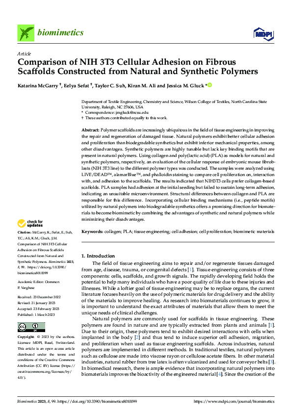 (PDF) Comparison of NIH 3T3 Cellular Adhesion on Fibrous Scaffolds ...