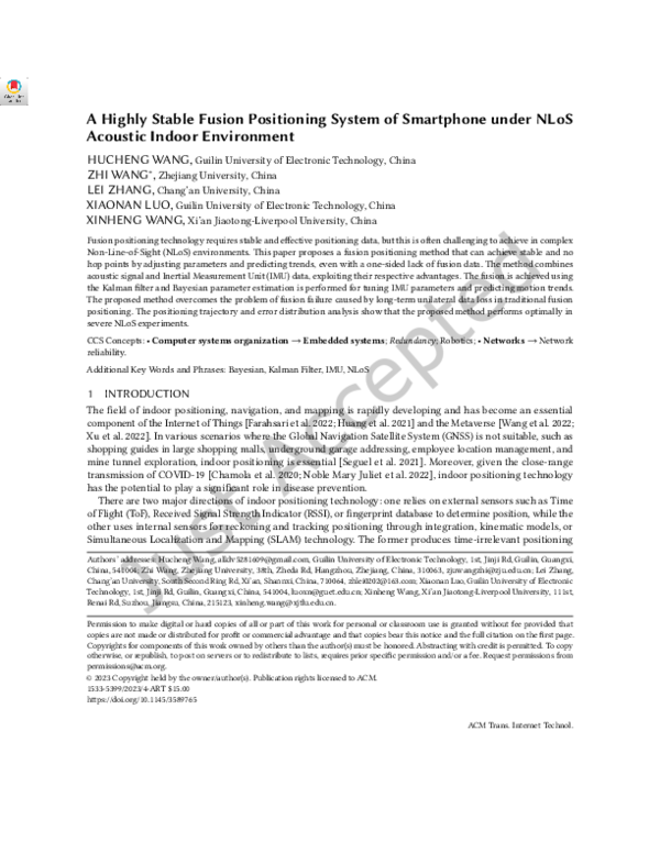 (PDF) A Highly Stable Fusion Positioning System of Smartphone under ...