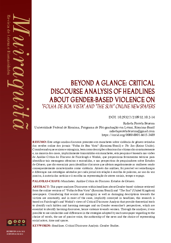 (PDF) Beyond a glance critical discourse analysis of headlines about ...