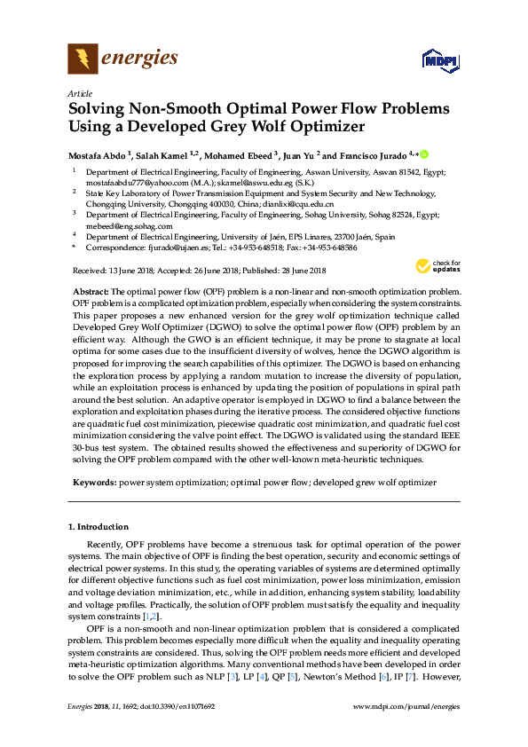 (PDF) Solving Non-Smooth Optimal Power Flow Problems Using a Developed ...
