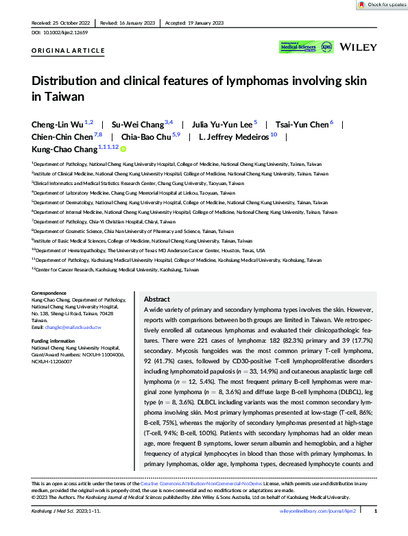 (PDF) Distribution and clinical features of lymphomas involving skin in ...