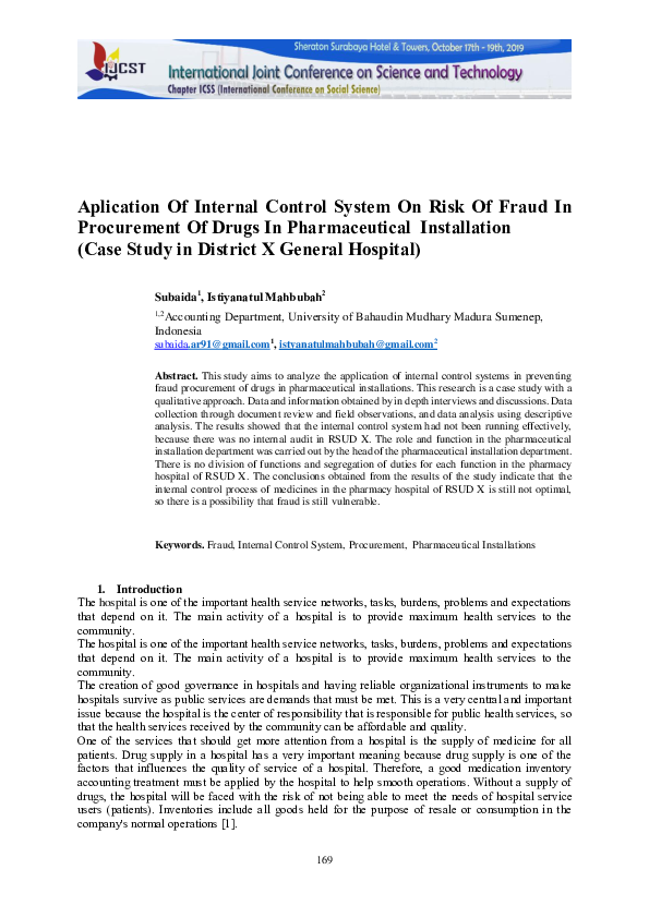 (PDF) Aplication Of Internal Control System On Risk Of Fraud In ...