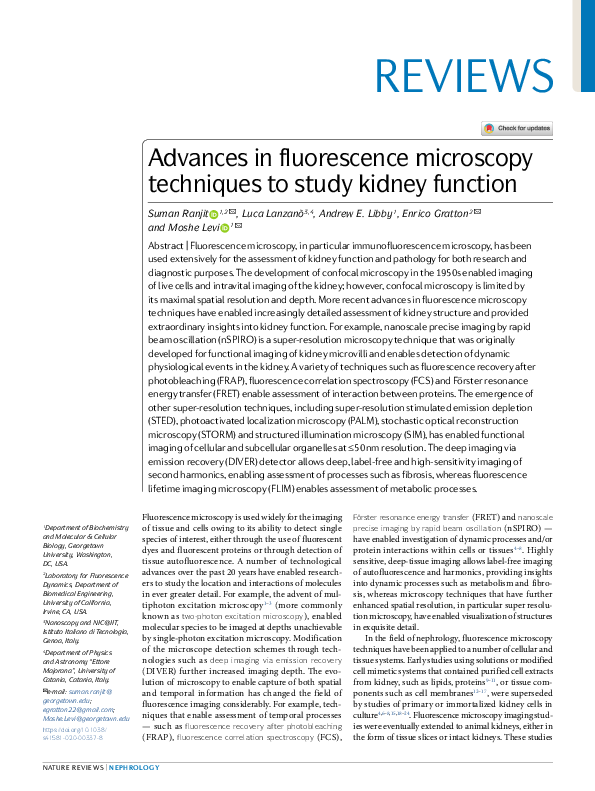 (PDF) Advances in fluorescence microscopy techniques to study kidney ...