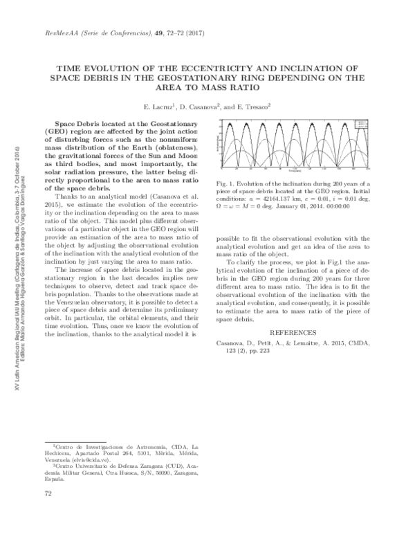(PDF) Time Evolution of the Eccentricity and Inclination of Space ...