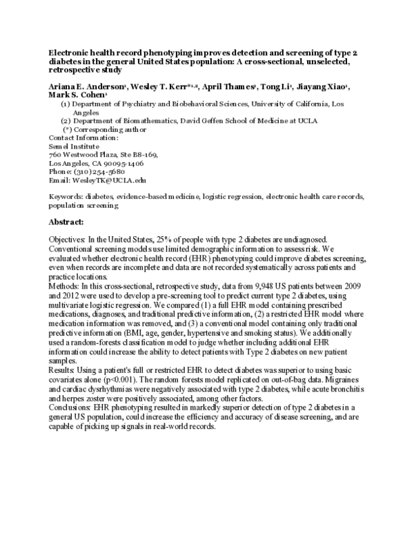 (PDF) EHR Phenotyping Enhances DM2 Screening in US