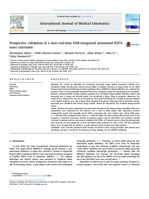 (PDF) Prospective validation of a near realtime EHRintegrated
