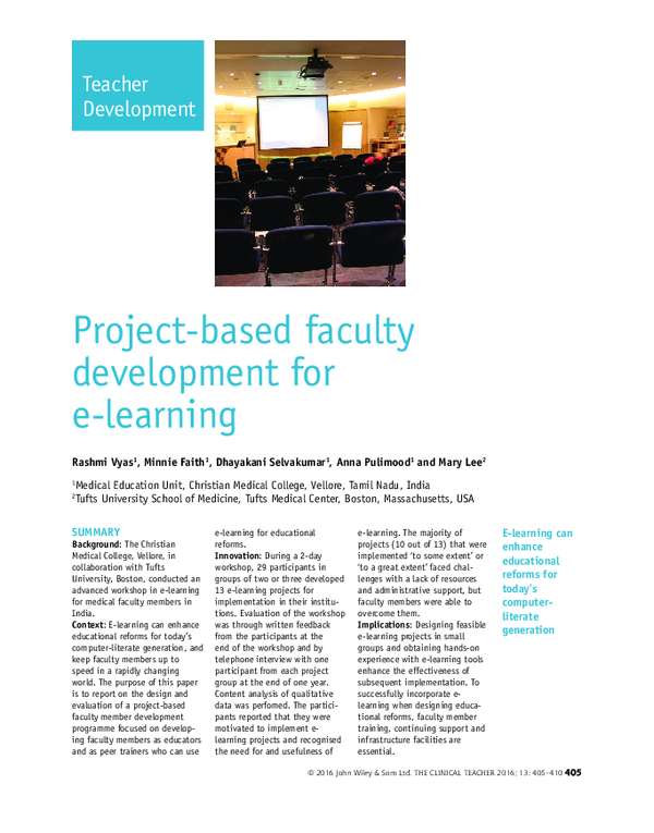 (PDF) Project-based faculty development for e-learning