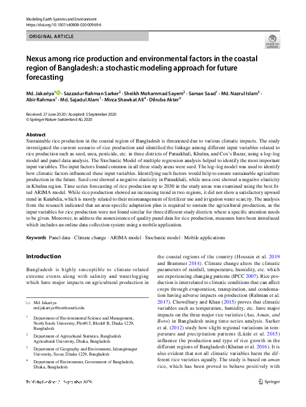 (PDF) Nexus among rice production and environmental factors in the ...